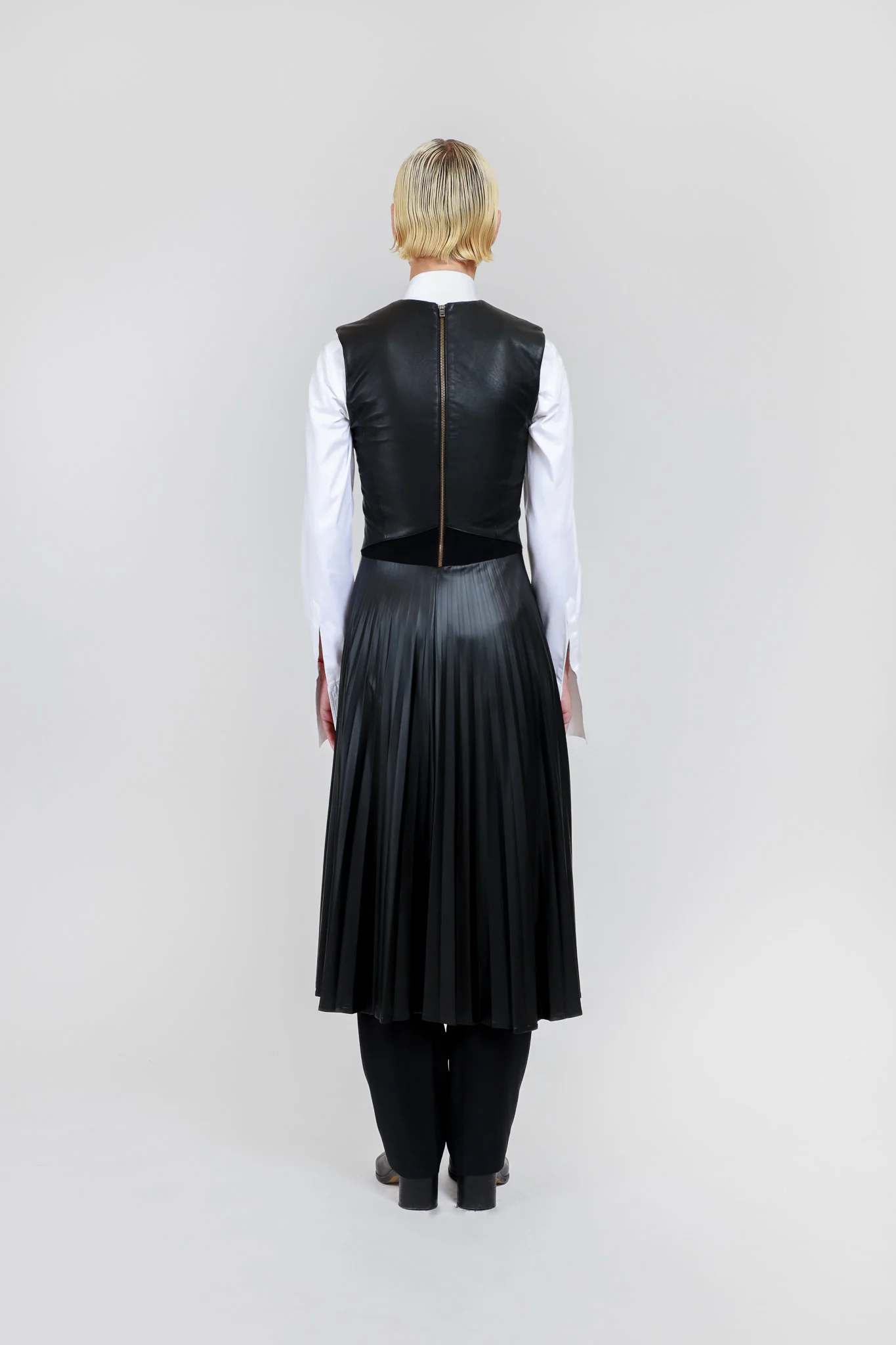 HALF LEATHER MIDI DRESS - Image 4